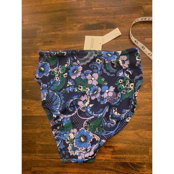 Amazon Essentials Bikini Bottom Deep Blue Floral Size XS High Waist NWT - Picture 5 of 7